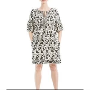 ANTHROPOLOGIE MAX STUDIO BLACK CREAM FLORAL 1X NEW